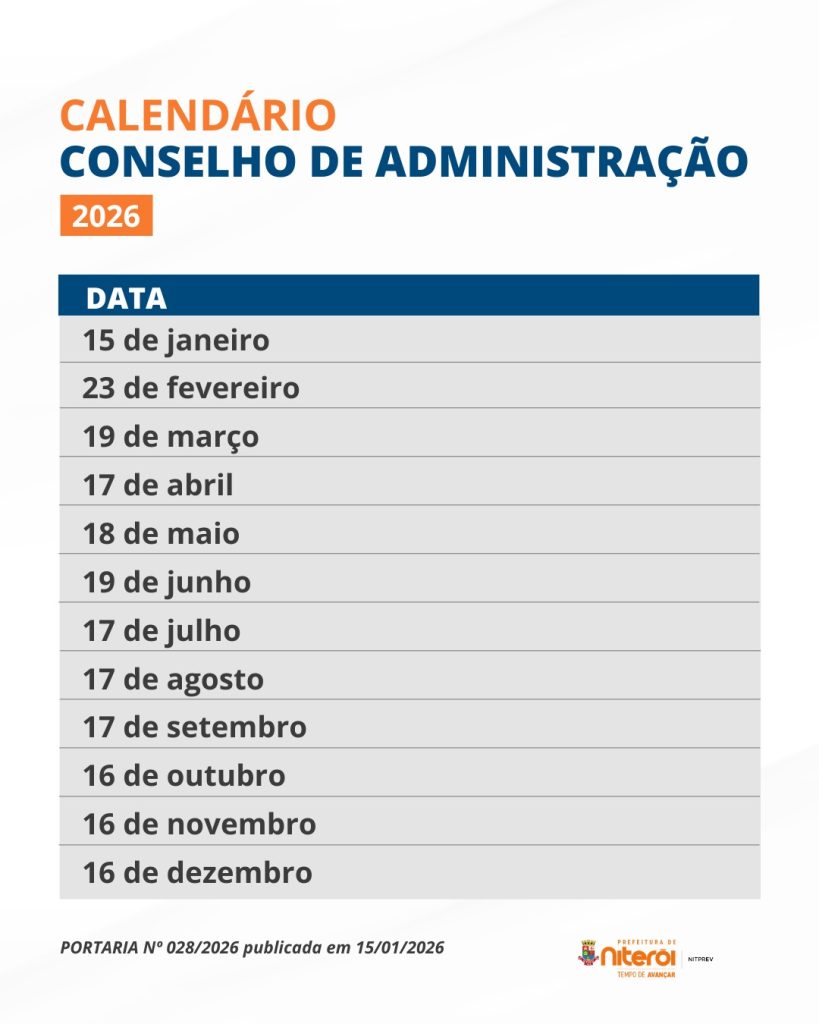 Calendário do conselho de administração